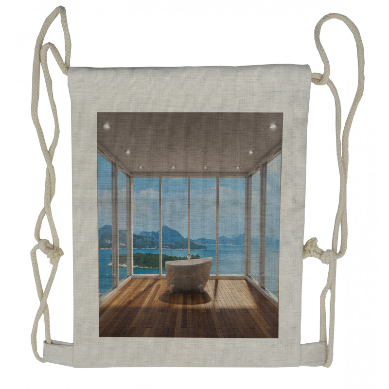 Bathtub and Islands Drawstring Backpack