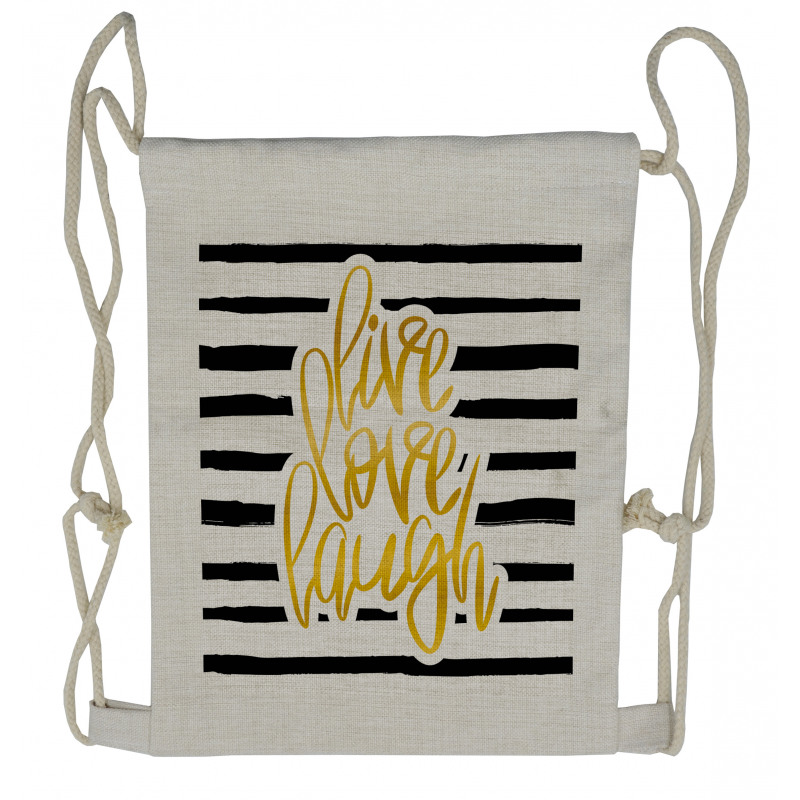 Stripes Text Drawstring Backpack