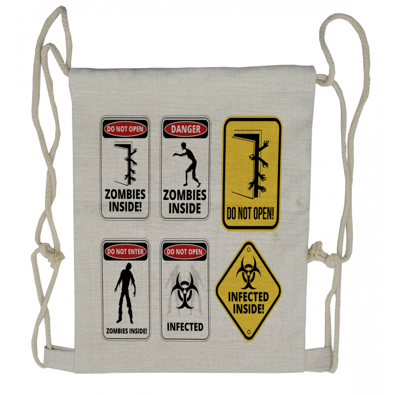 Warning Signs Evil Drawstring Backpack