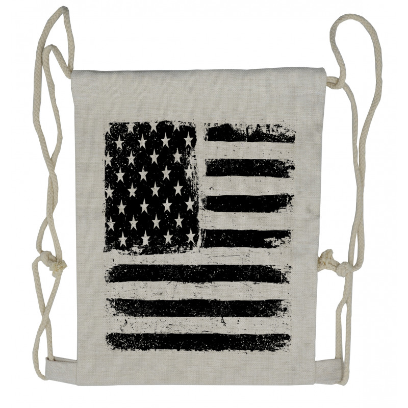 Black and White Flag Drawstring Backpack