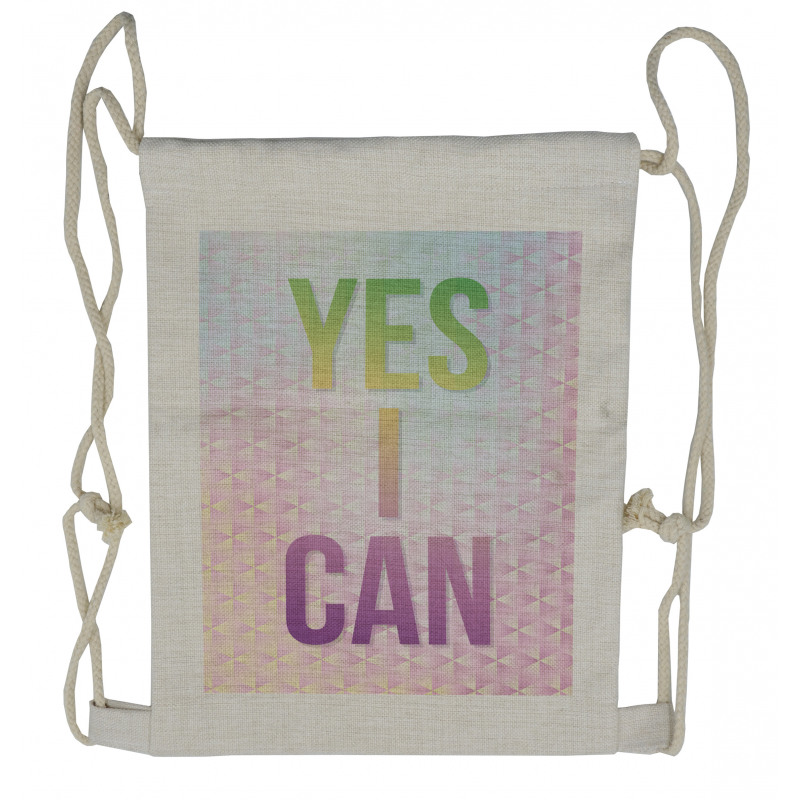 Yes I Can Words Drawstring Backpack