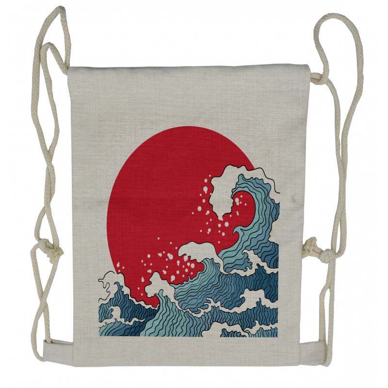 Red Sun Tsunami Drawstring Backpack