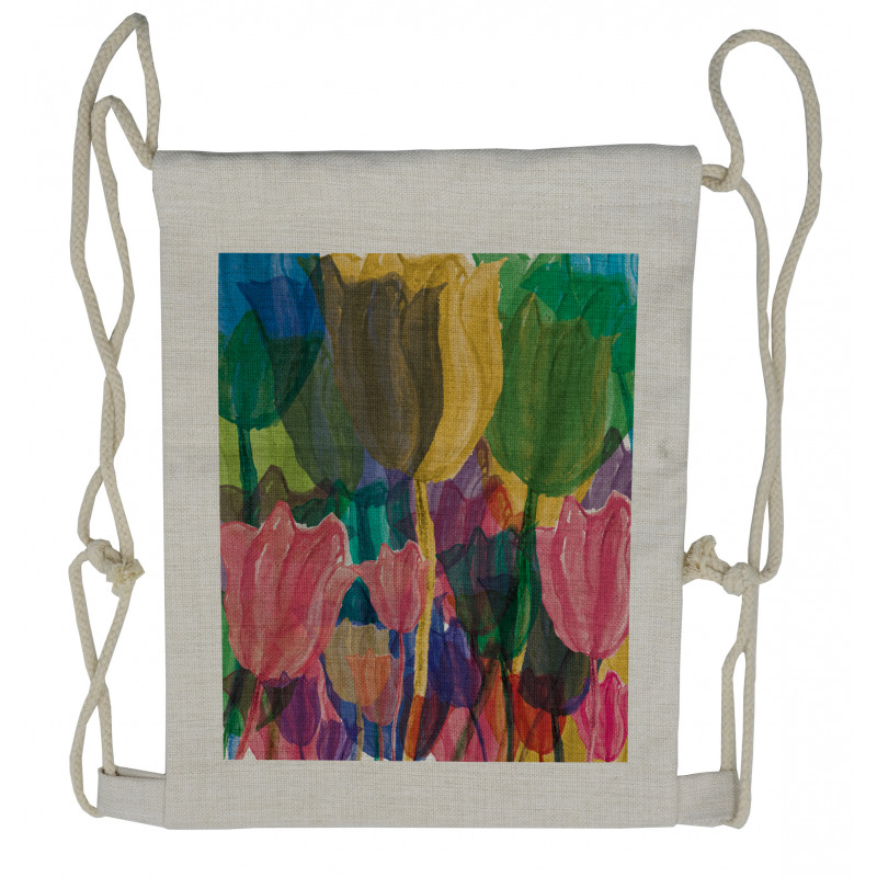 Watercolor Garden Art Drawstring Backpack