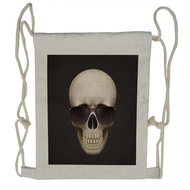 Funny Glass Skeleton Head Drawstring Backpack