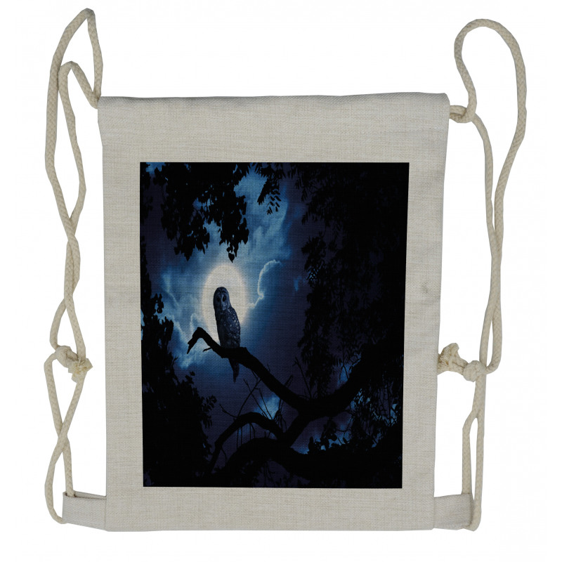 Quite Woodland Full Moon Drawstring Backpack