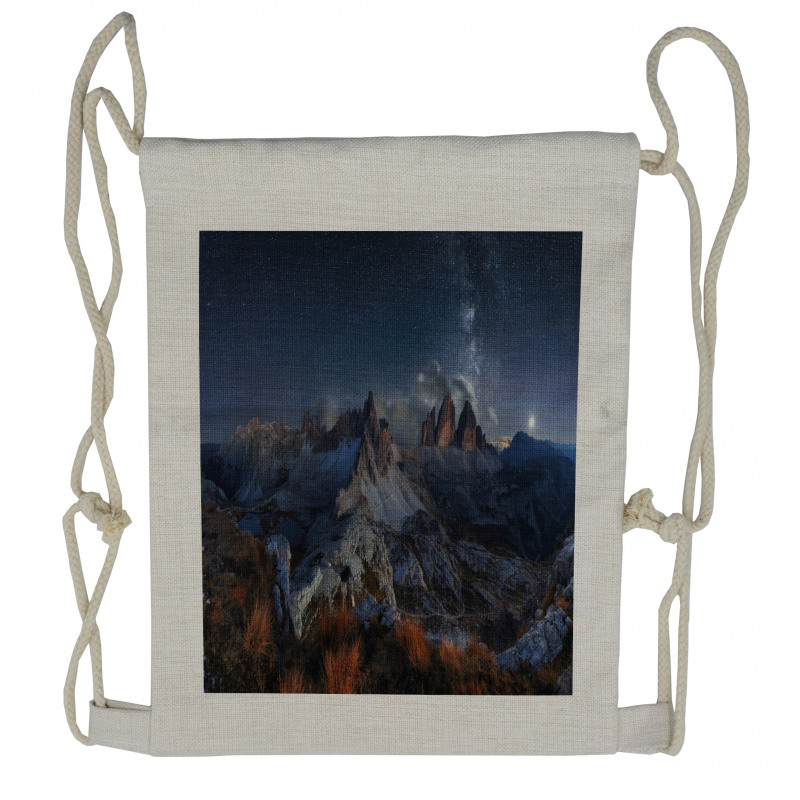 Italy Mountains Milky Way Drawstring Backpack