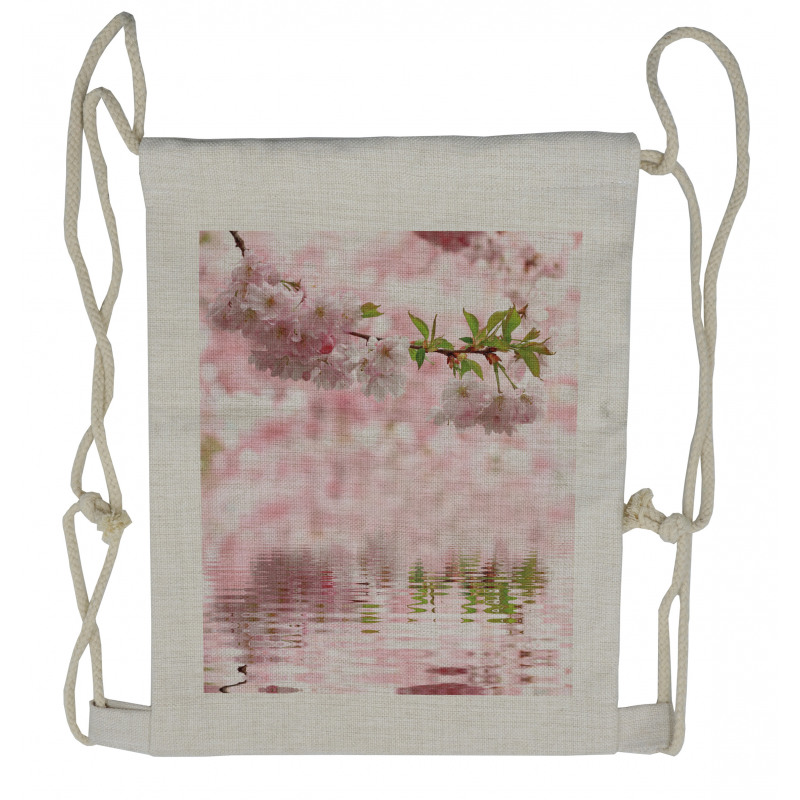 Tender Floral Branch Water Drawstring Backpack