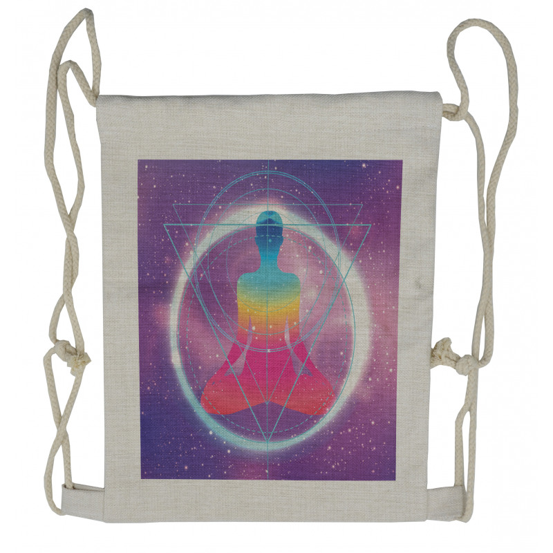 Human Meditation Galaxy Drawstring Backpack
