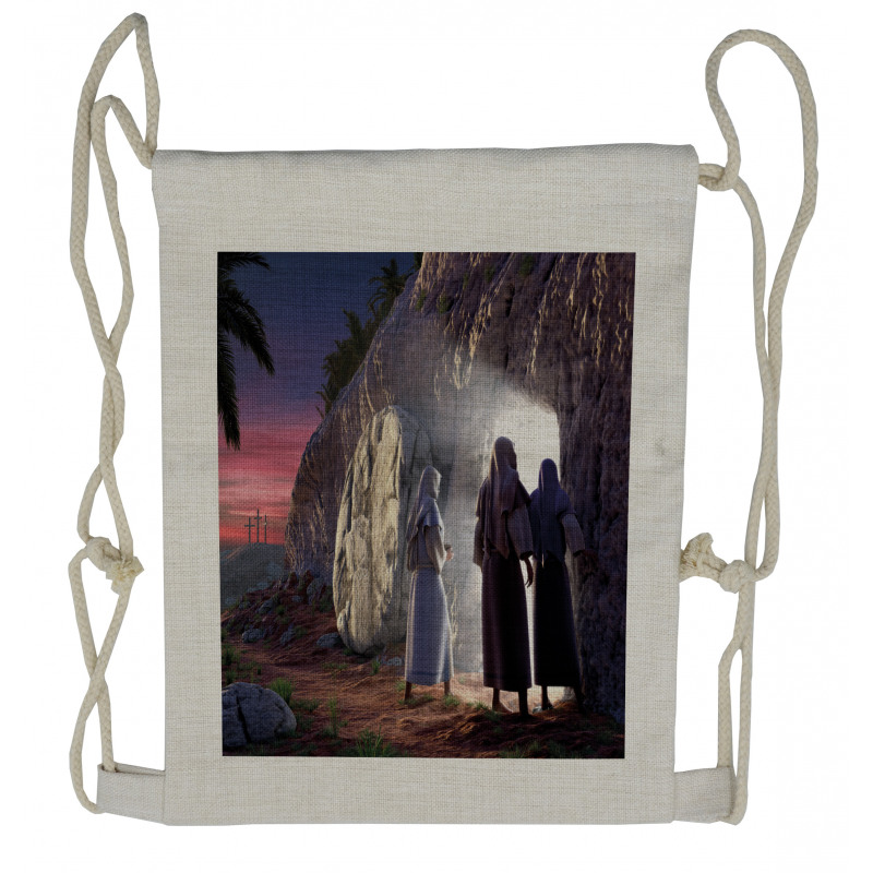 Finding Empty Tomb Motif Drawstring Backpack