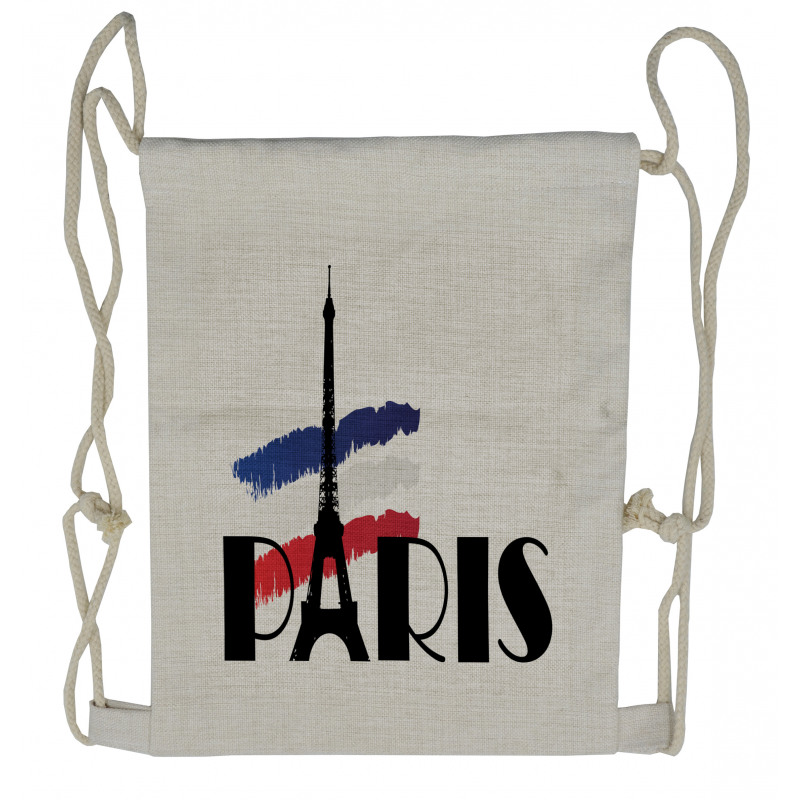 Paris Eiffel Tower Image Drawstring Backpack