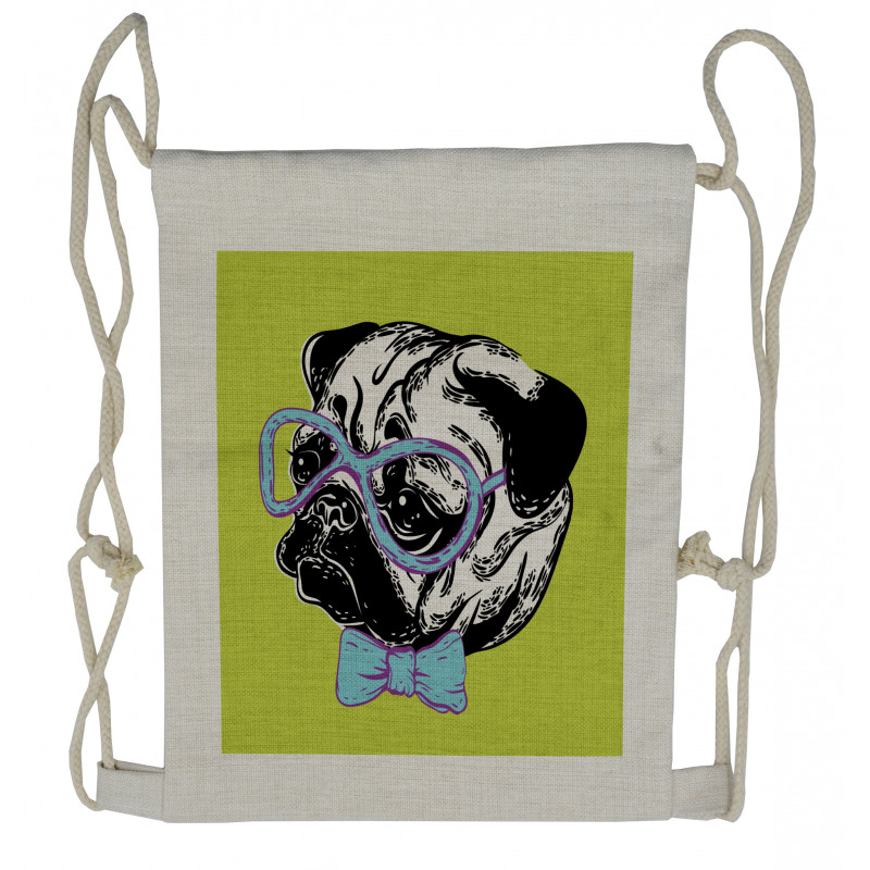 Pug with a Bow Tie Drawstring Backpack