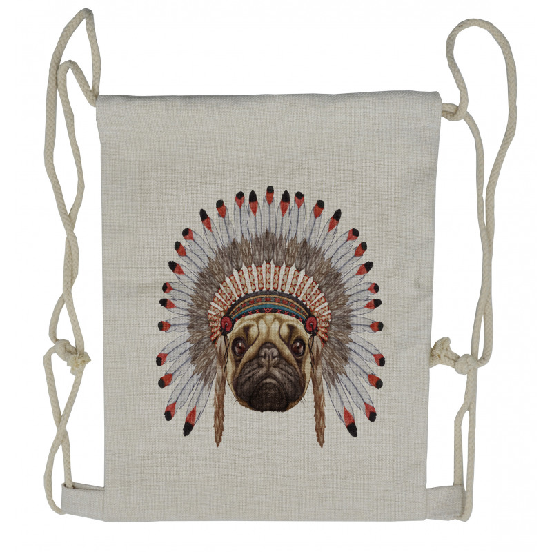 Native Style Bonnet Dog Drawstring Backpack