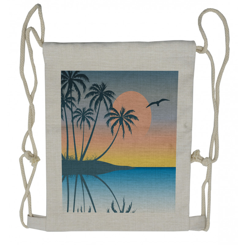 Tropical Island Exotic Drawstring Backpack