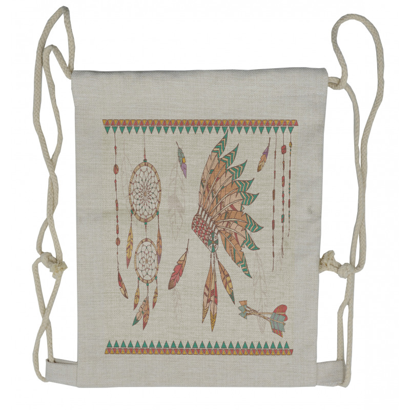 Tribal Chief Headdress Drawstring Backpack