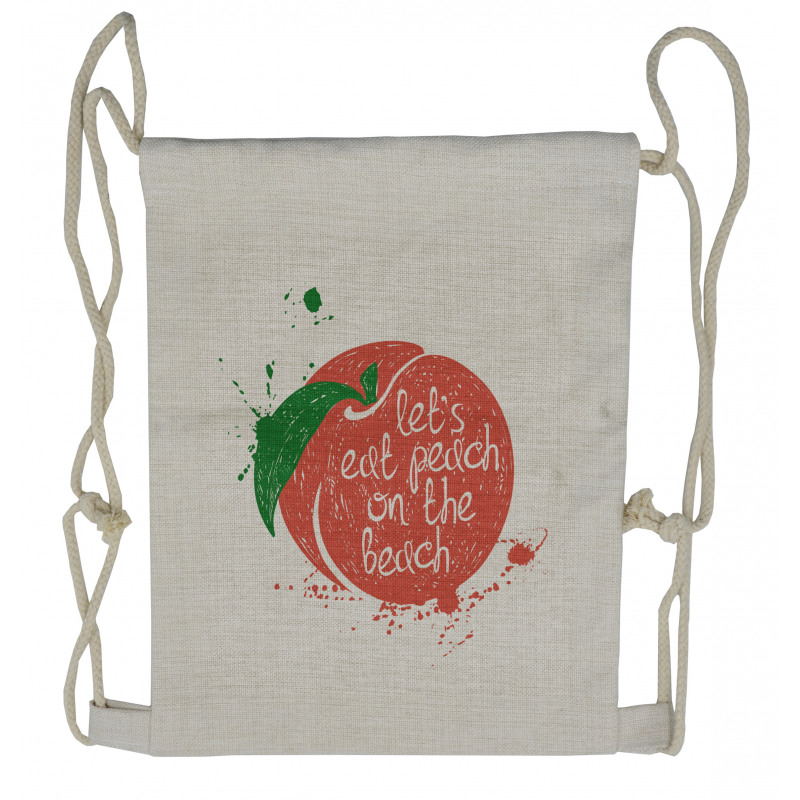 Soft Fruit Quirky Words Drawstring Backpack