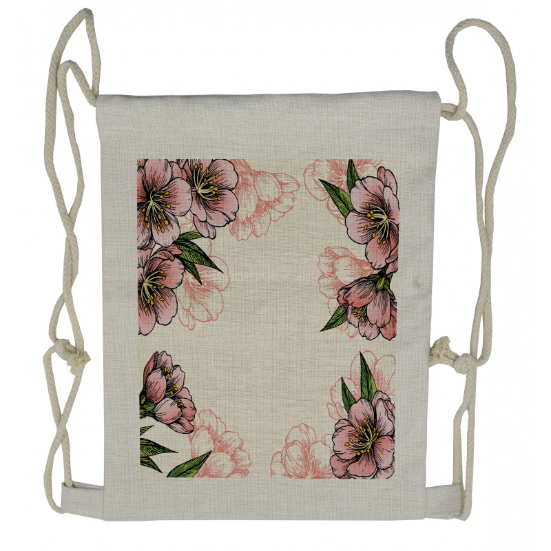 Botanical Spring Flowers Drawstring Backpack