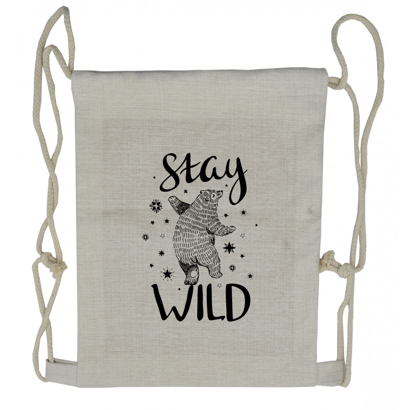 Dancing Bear and Words Drawstring Backpack