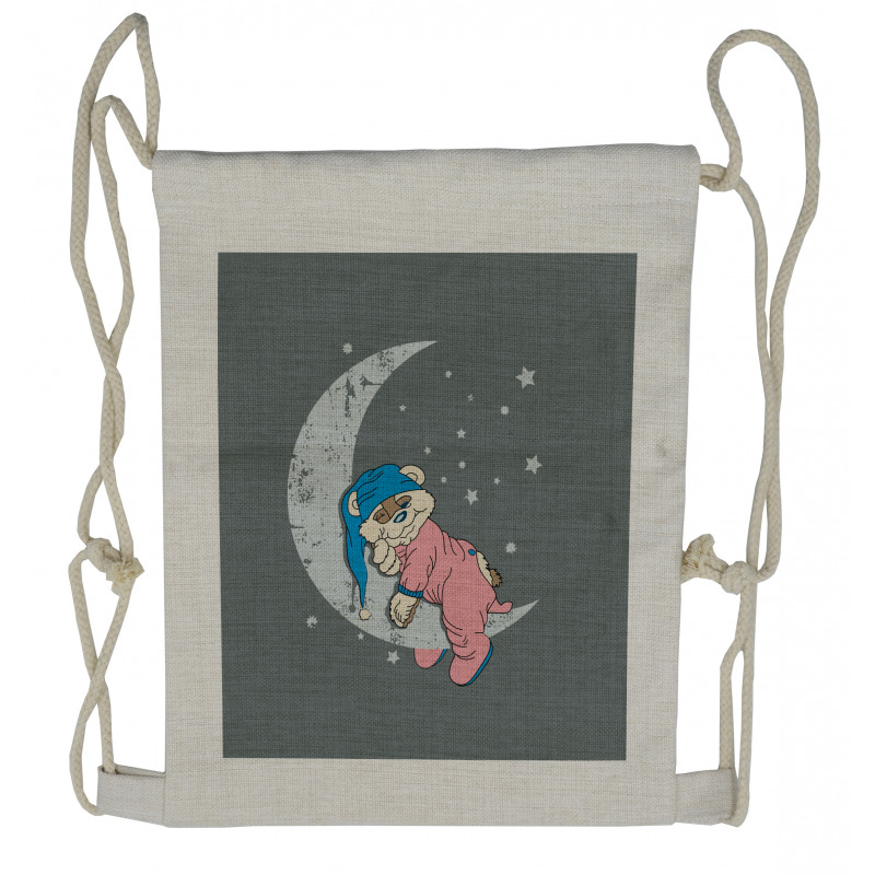 Baby Sleeping on the Moon Drawstring Backpack