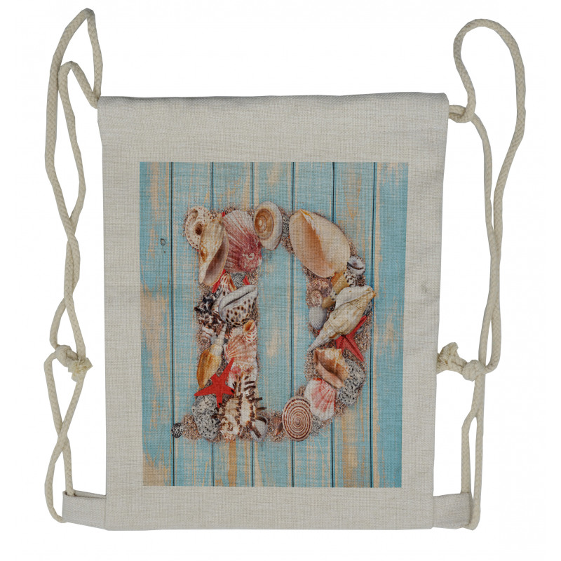 Marine Themed Alphabet Drawstring Backpack