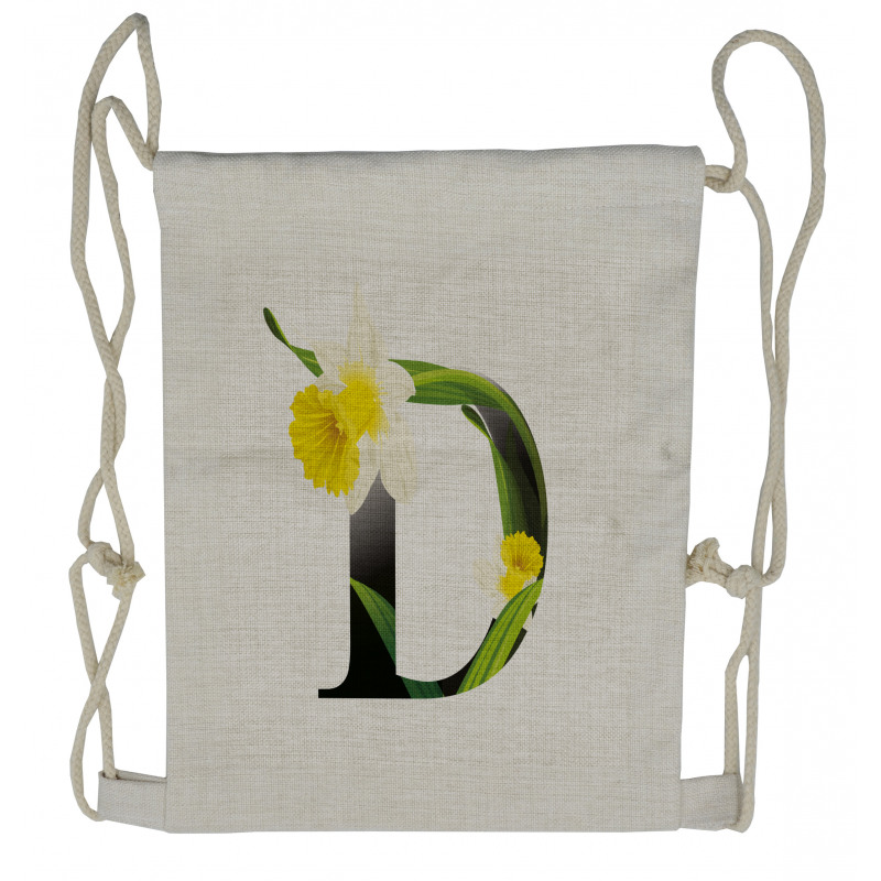 D Silhouette Daffodils Drawstring Backpack