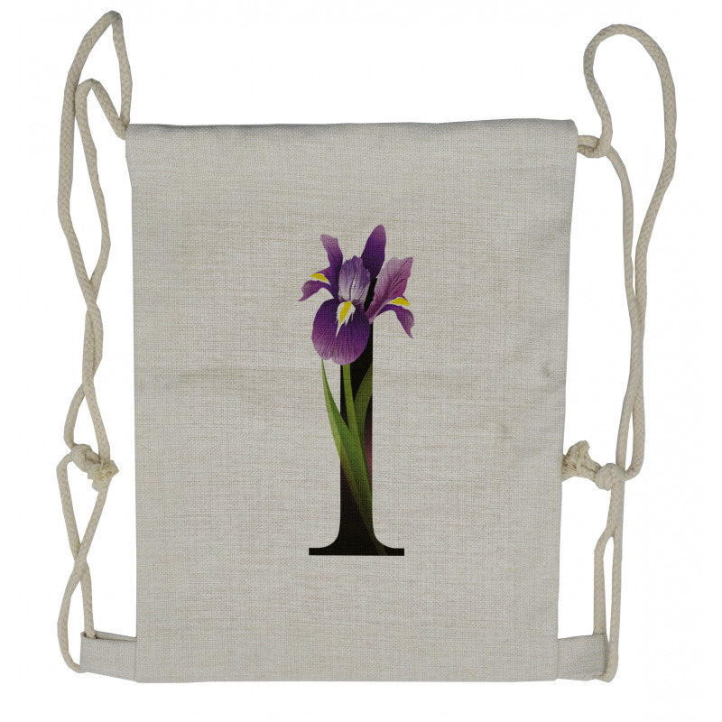 Iris Flowers Capital I Drawstring Backpack