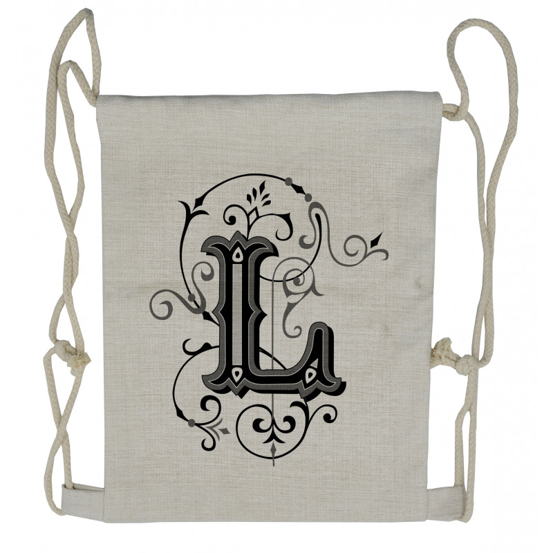 Ornate Capital L Art Drawstring Backpack