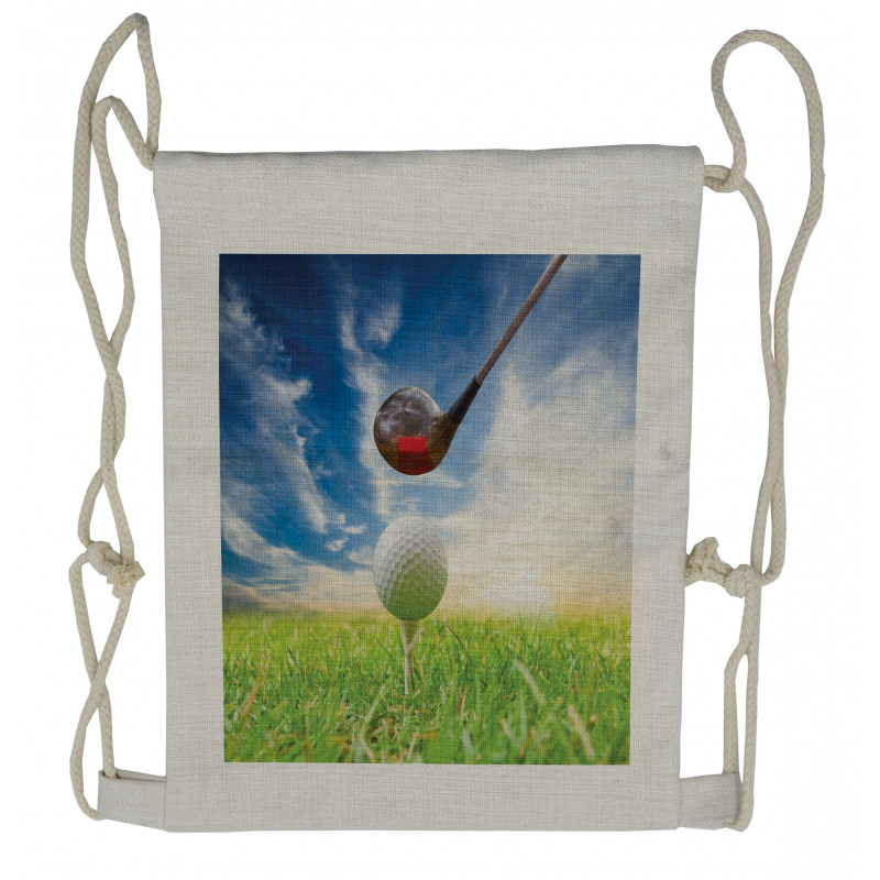 Golf Club and Ball Drawstring Backpack