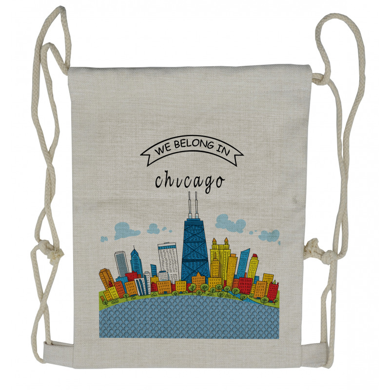 Chicago USA Cartoon Drawstring Backpack