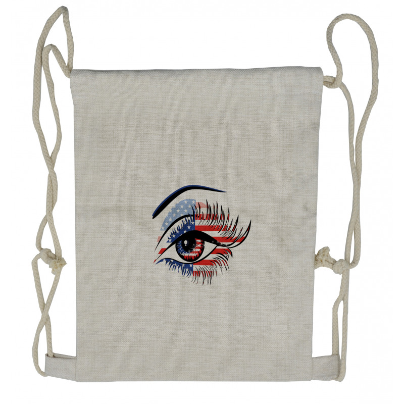 USA Flag Female Eye Drawstring Backpack