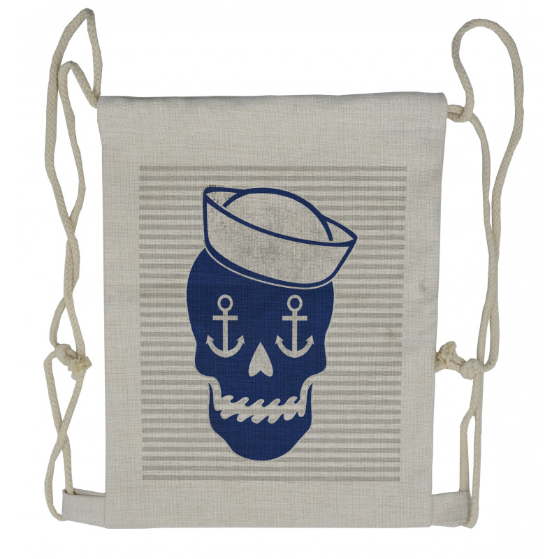Anchor and Captains Hat Drawstring Backpack