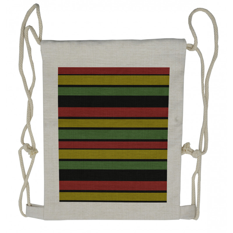 Knitted Rasta Lines Drawstring Backpack
