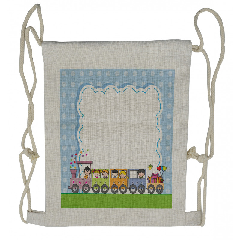 Train Children Drawstring Backpack