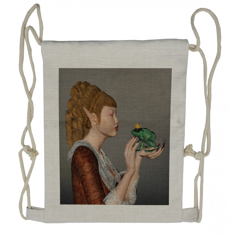 Princess Kissing Frog Drawstring Backpack