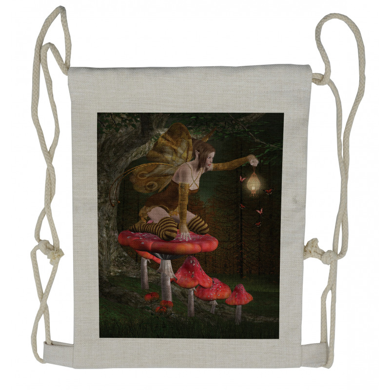 Mythical Fairy Mushroom Drawstring Backpack