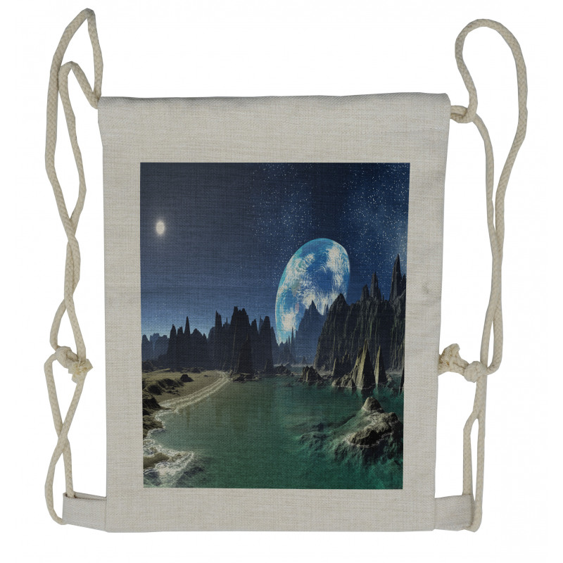 Earth from Alien Shores Drawstring Backpack