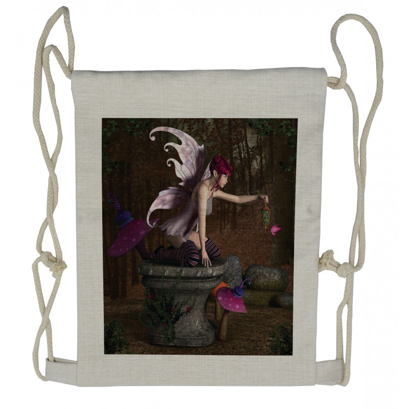 Mythical Creature Forest Drawstring Backpack