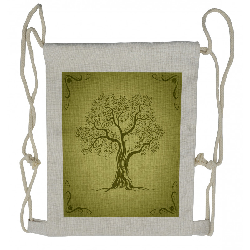 Olive Tree Pattern Drawstring Backpack