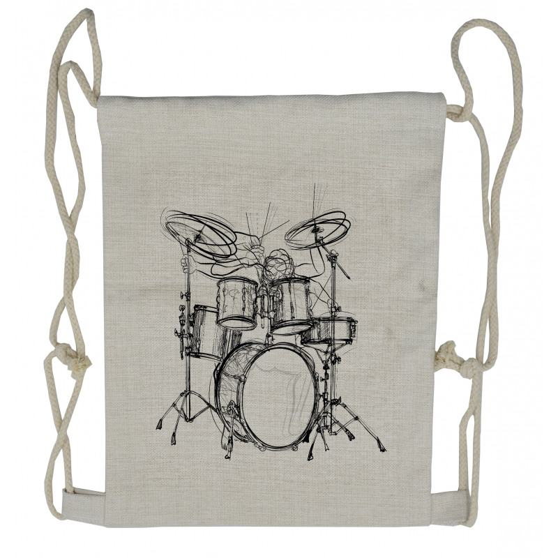 Drummer Doodle Art Drawstring Backpack