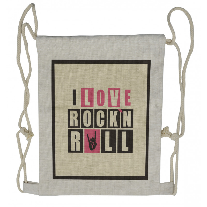 Retro Slogan Grunge Drawstring Backpack