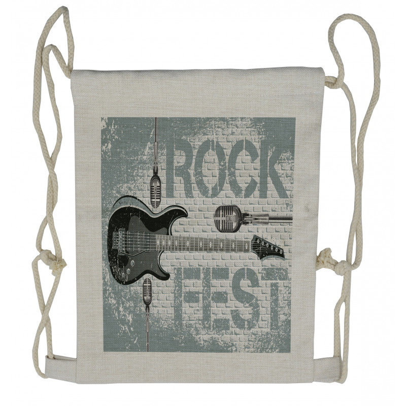 Guitar on Brick Wall Drawstring Backpack