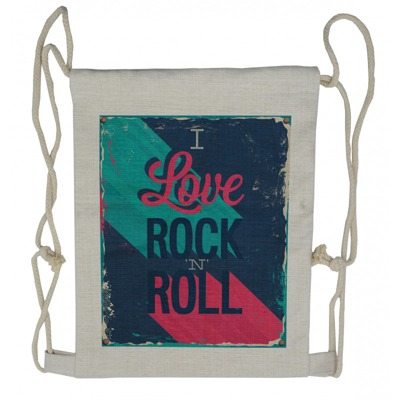 I Love Rock 'n' Roll Drawstring Backpack