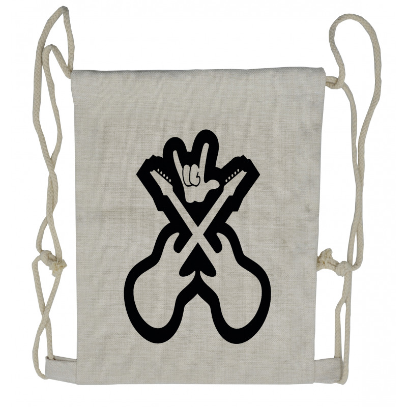 Guitars Hand Sign Drawstring Backpack