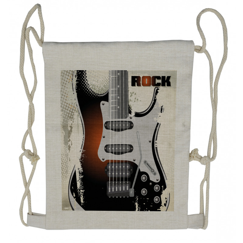 Retro Grunge Guitar Drawstring Backpack