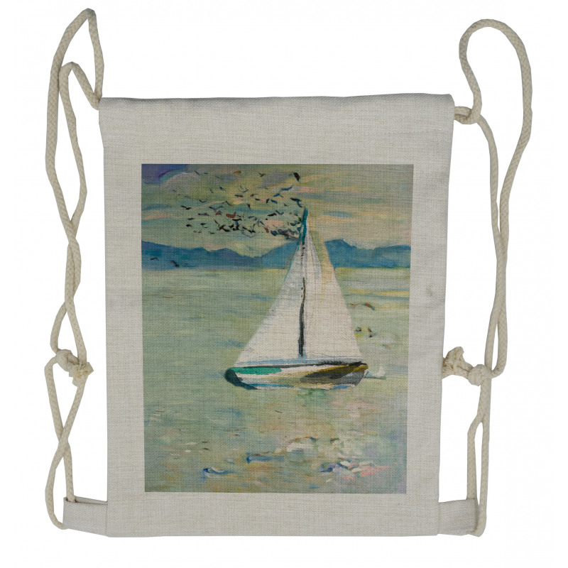 Monet Sailing Boat Drawstring Backpack