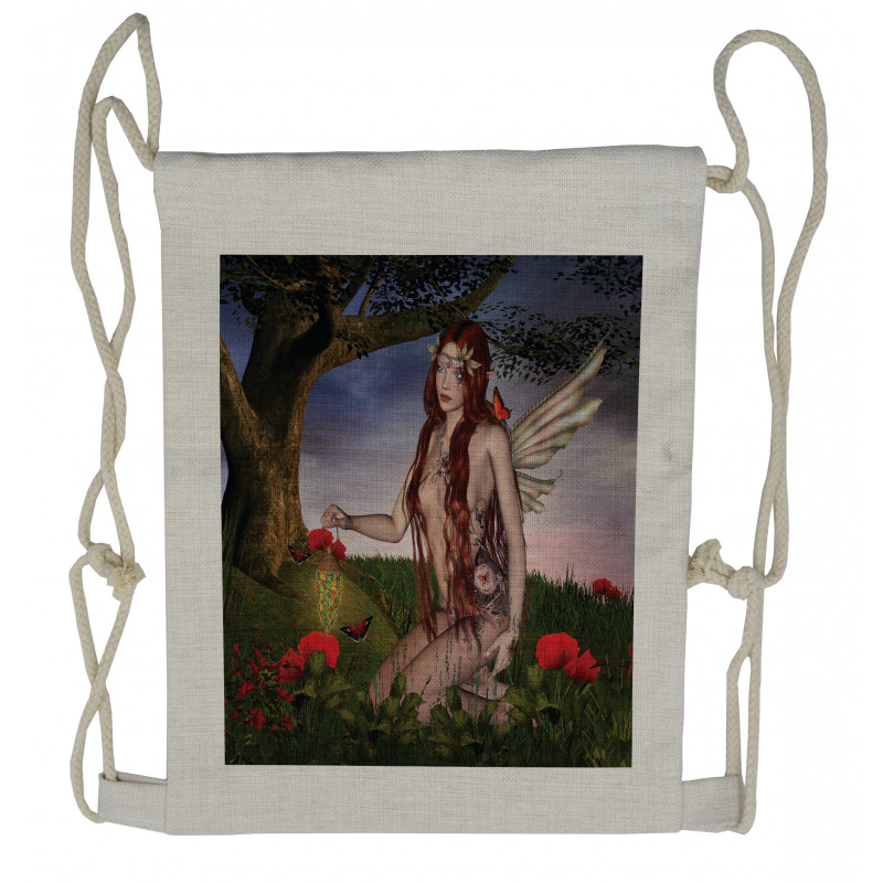 Fairy Butterfly Catcher Drawstring Backpack