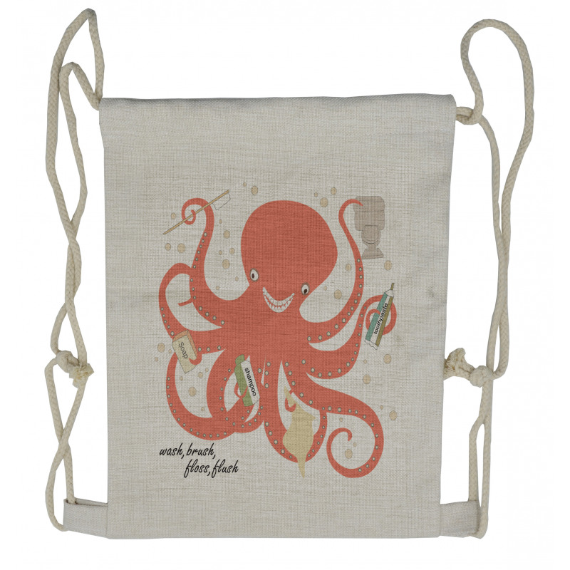 Octopus Holding Sap Drawstring Backpack