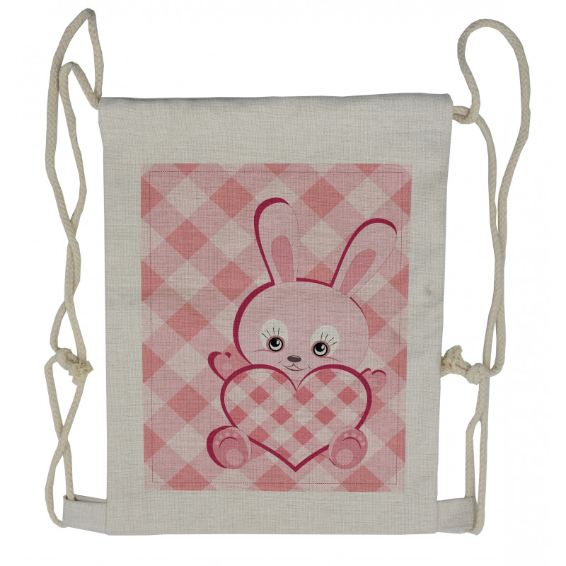 Diamond Shape Bunny Heart Drawstring Backpack