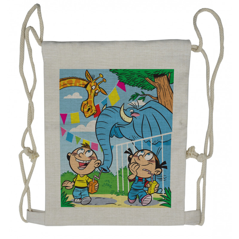 Mischievous Elephant Boy Drawstring Backpack