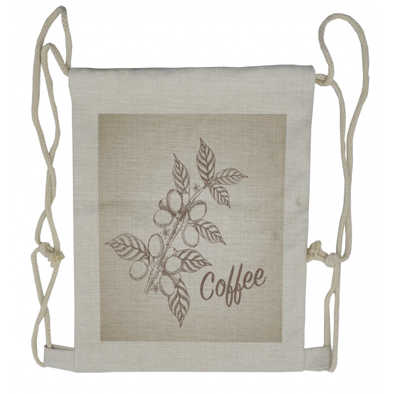 Sketch Style Coffee Drawstring Backpack