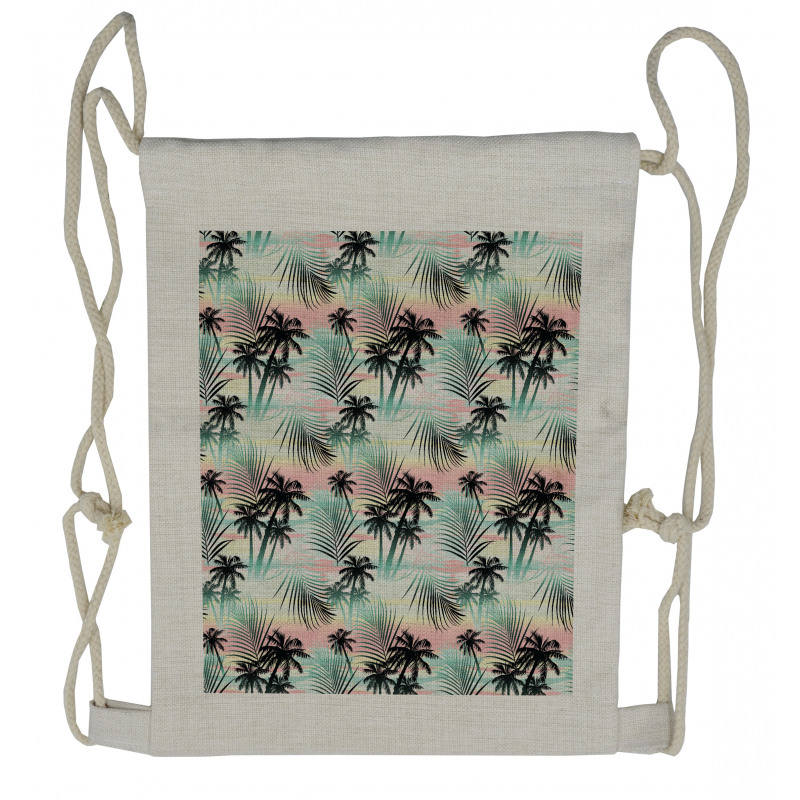 Summer Palm Trees Fern Drawstring Backpack